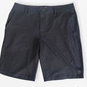 Men’s Hang Ten Charcoal Black Flat Front hybrid Active Board Shorts 32